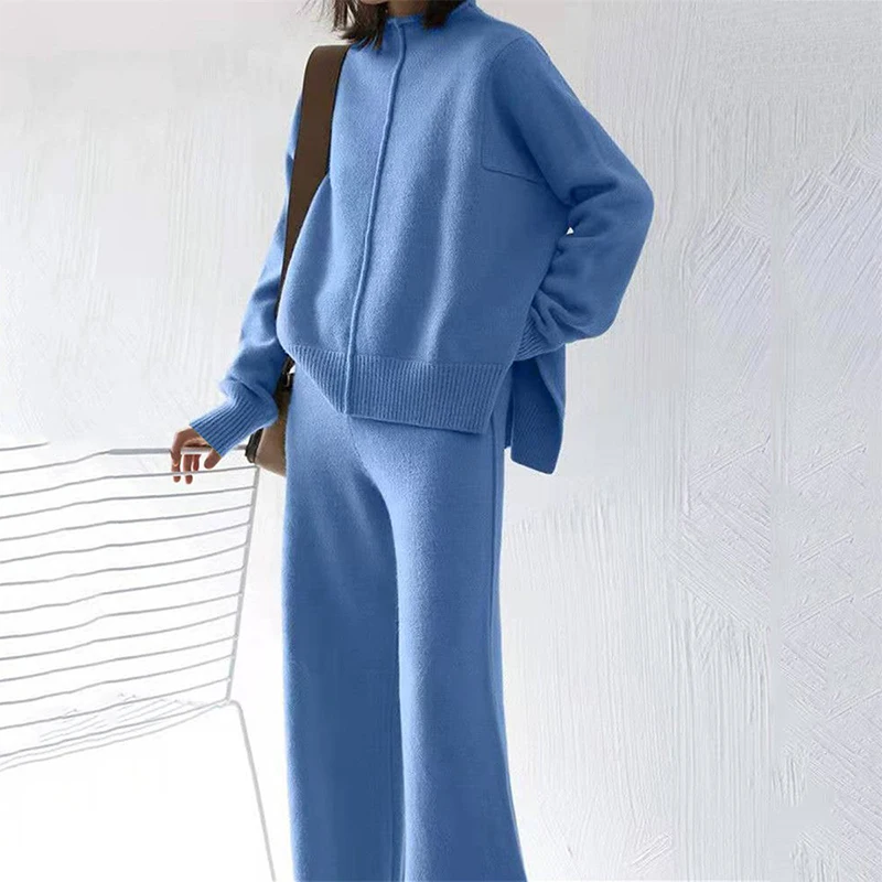 

Cashmere Two Piece Set Top And Pants 2021 Winter Korean Womens Tracksuit Set Korean Casual two Piece Sets Womens Outfits