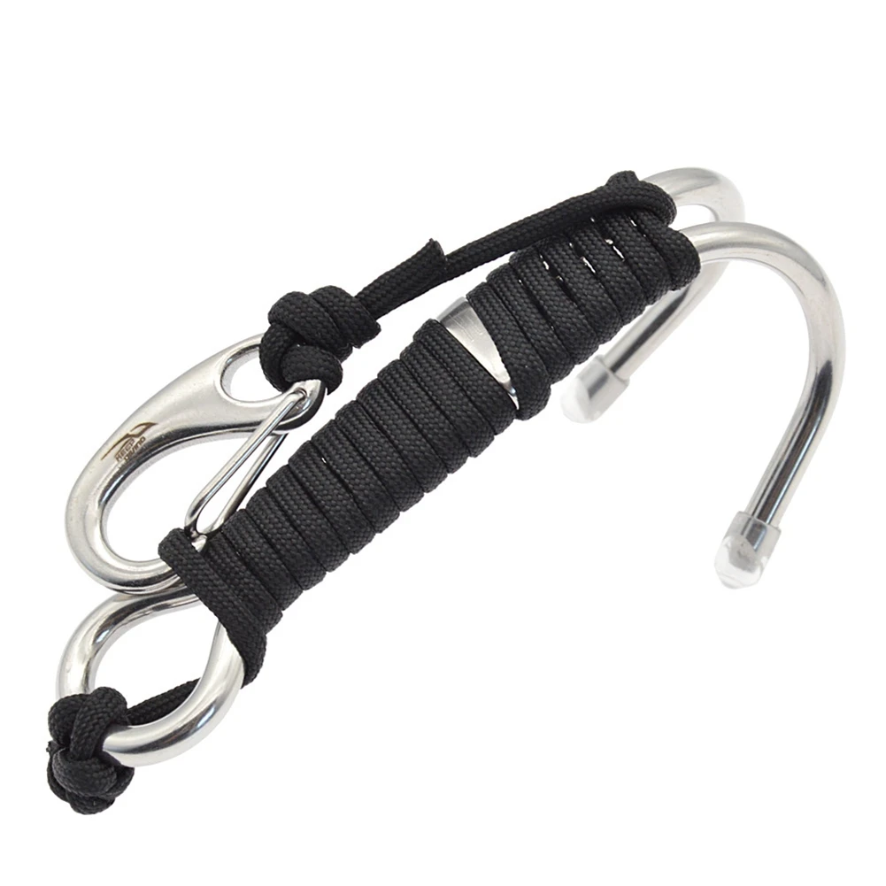 

Scuba Diving Double Dual Stainless Steel Reef Drift Hook with Line and Clips Hook for Current Dive Underwater,Black