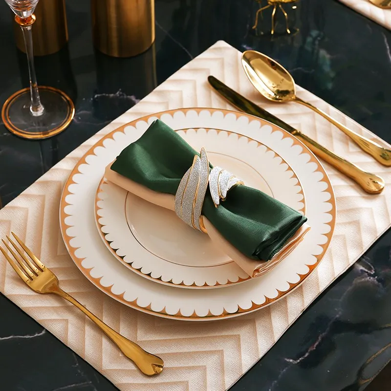 

Luxury Creative Plate Sets Nordic Ceramic Trays Decorative Steak Food Serving Plate Sets Piatti Ceramica Home Tableware DB60PZ