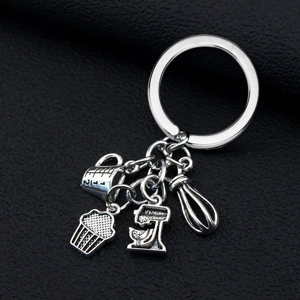 New Dessert Keychain Baking Key Ring Cake Egg Beater Blender Measuring Cup Moulds Key Chain For Dessert Chef Gifts Jewelry
