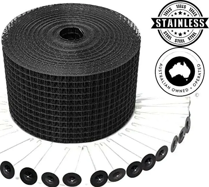 

30M Solar Panel Guard Kit Insulating Coated Stainless Steel Mesh & 100 Fasteners