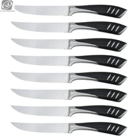 8pcs kitchen steak knife set black alloy steel blade edge serrated for barbecue steak roasting knives kitchen dining tableware