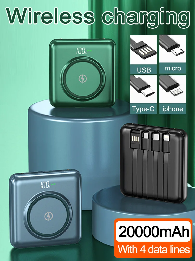 Портативный внешний аккумулятор 20000 мАч для быстрой зарядки Пауэр банк с