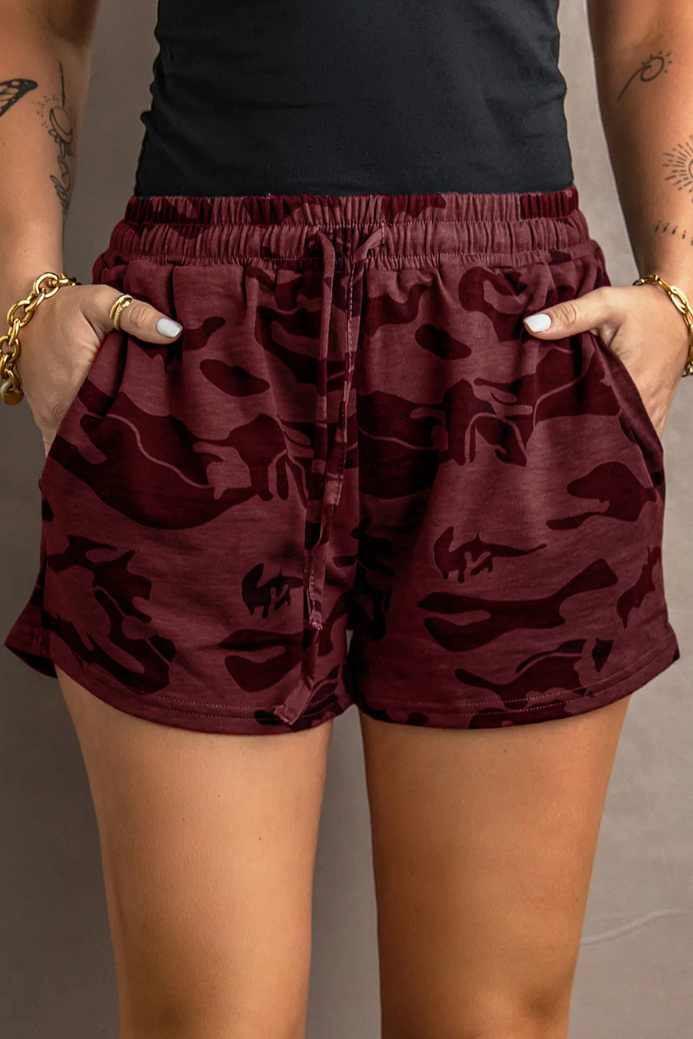 Женские камуфляжные шорты с эластичным поясом повседневные пляжные для отдыха