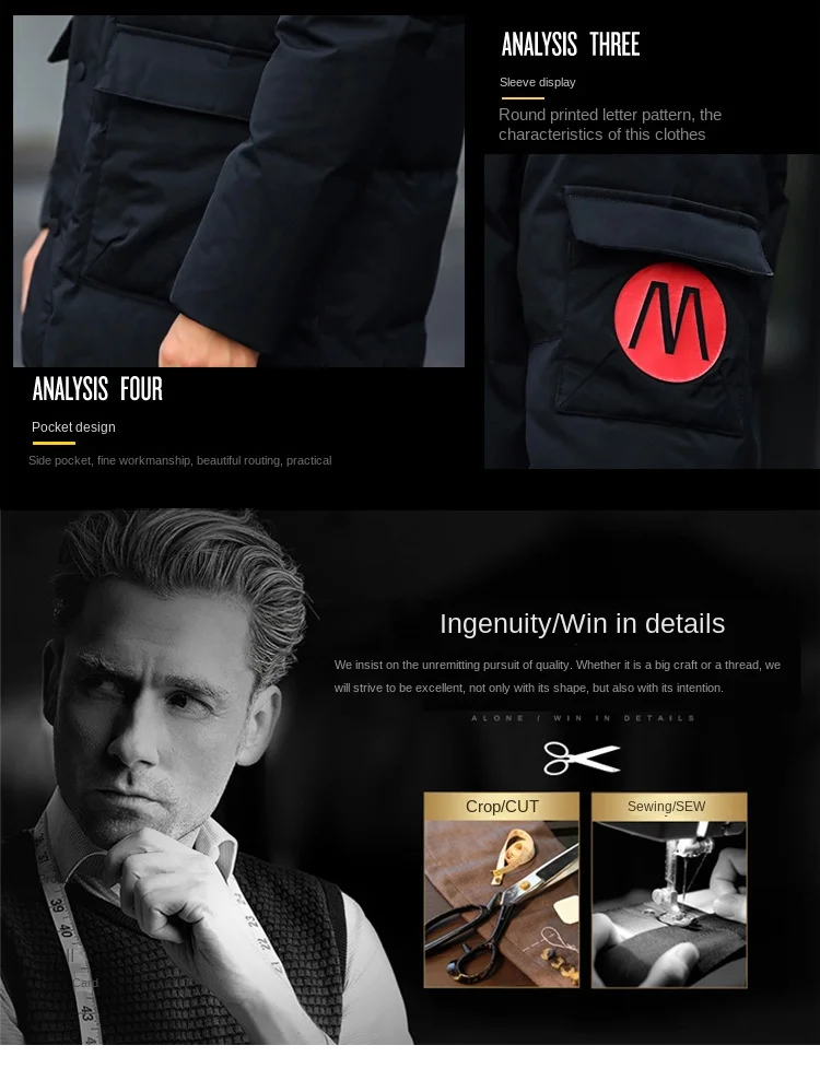 2021 new model mainly focuses on medium long men's fur collar down jacket Korean version of Hong Kong style cotton padded jacket