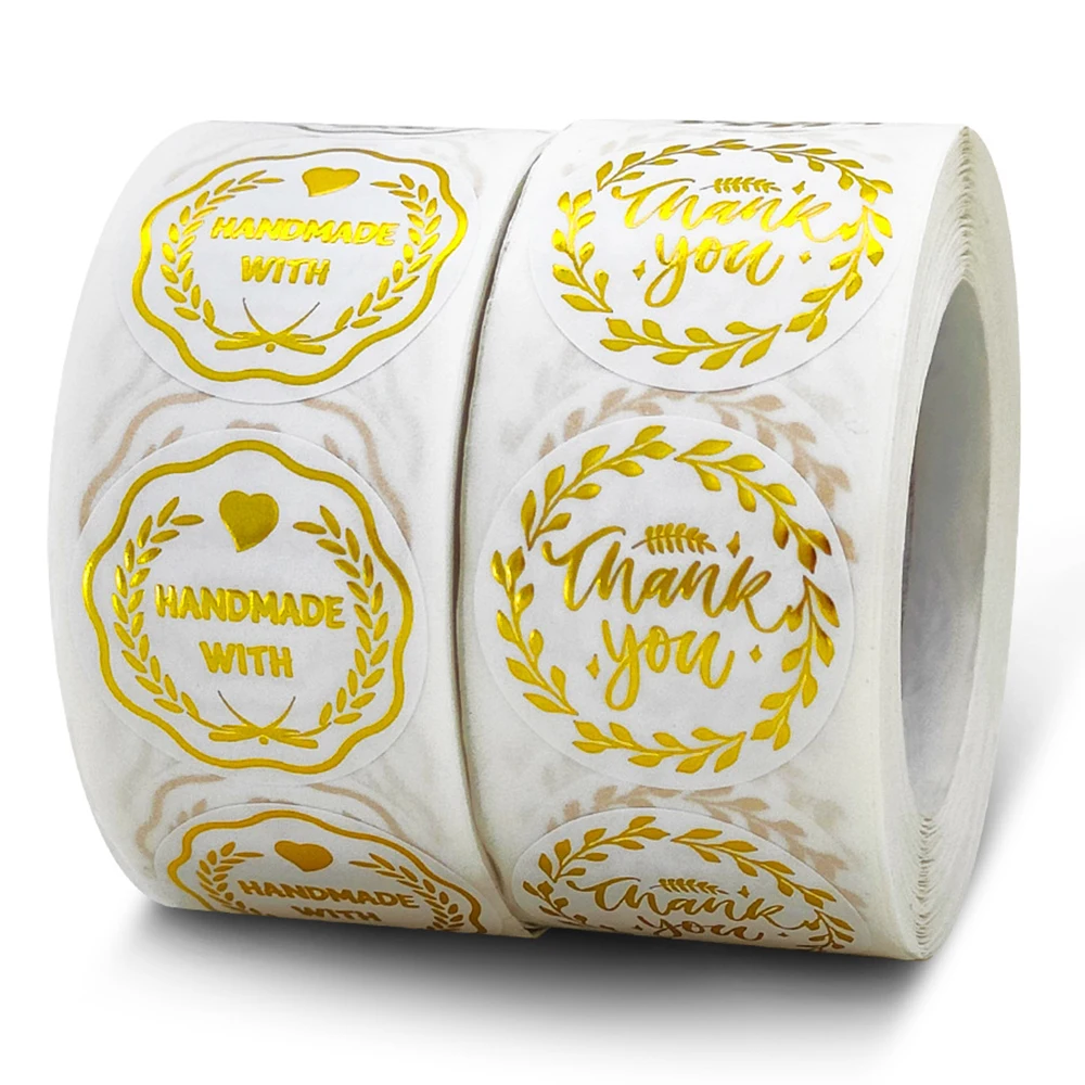 

100-500pcs Gold Gift Decoration Package Box Label Thank You Stickers Baking Small Business Wedding Party Sticker