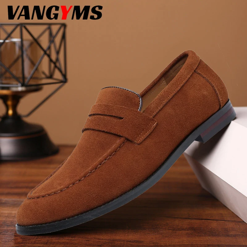 

Men's Velvet Leather Shoes Lazy Shoes Scrub Leather Casual Leather Shoes British Men's Walking Shoes Skórzane Buty Na Co Dzień