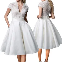 New Women's Fashion Lace Sexy Slim V-neck Dress Stitching Dress Banquet Wedding Dress Party Dresses Plus Size Bridesmaid Dress
