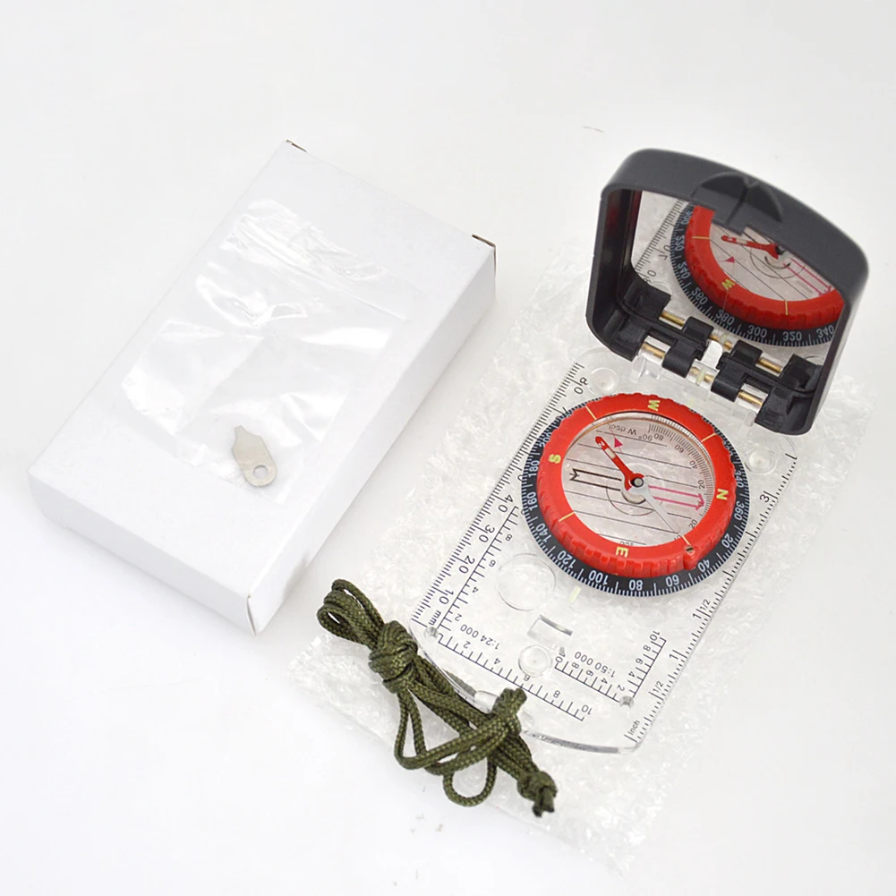

1pc Multifunctional Luminous Compass With Mirror Waterproof Hiking Climbing Compass With / Without LED Lamp Scale Magnifier