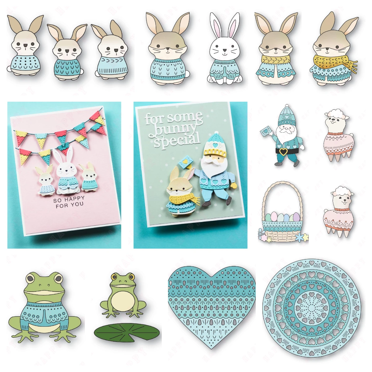 Металлические штампы Nordic Bunny Lamb Gnome для скрапбукинга