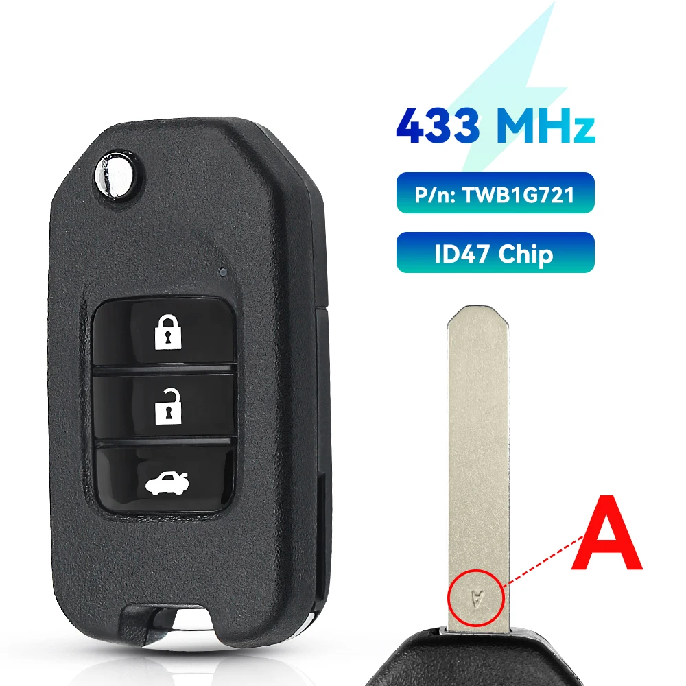 KEYYOU A/G для Honda Civic Accord City CR-V Jazz XR-V Vezel HR-V FRV Spirior JADE ID47 удаленный автомобильный ключ 433 МГц HLIK6-3T/TWB1G721