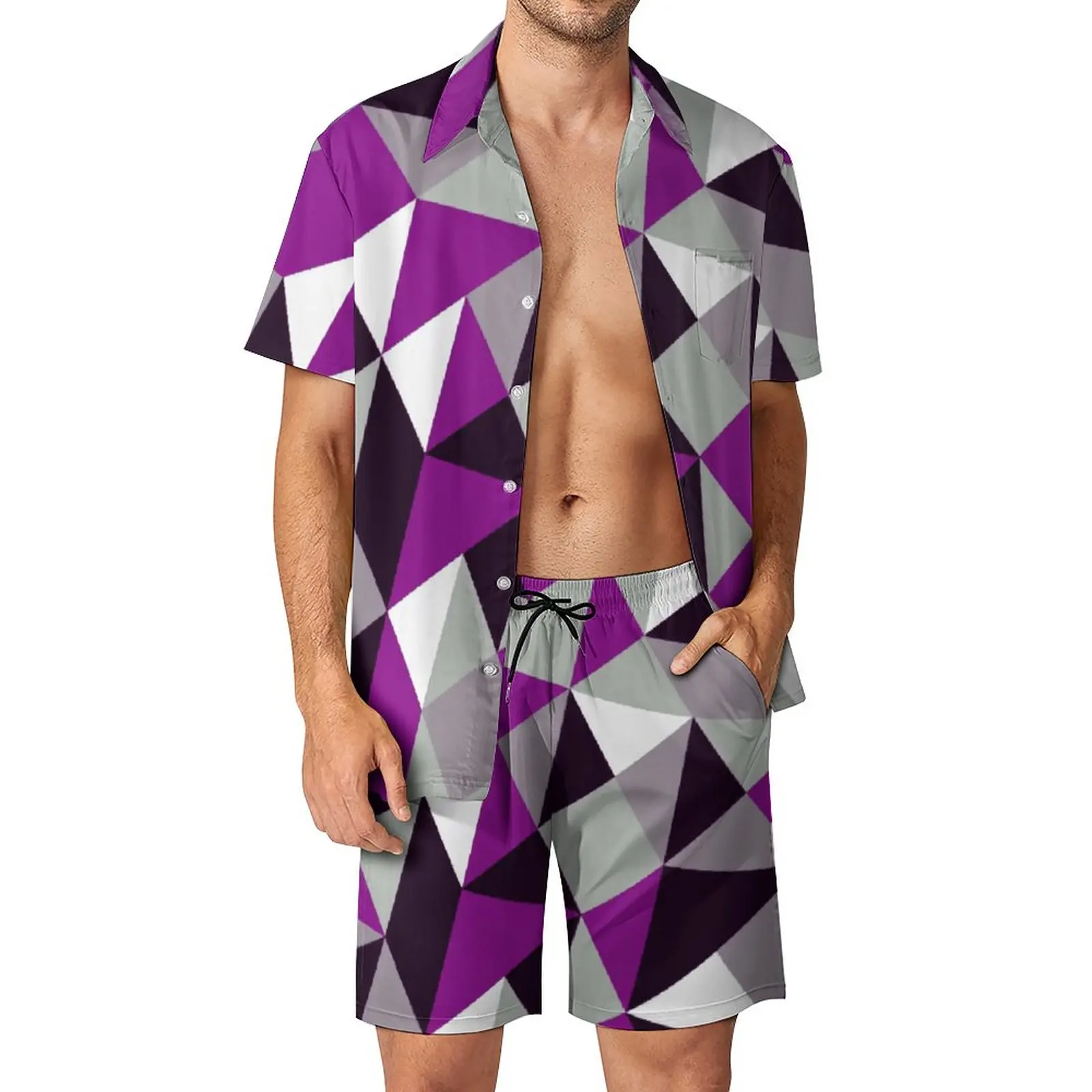 

Ace Pride Tilted Geometric Shapes Collage Men's Beach Suit Cute 2 Pieces Pantdress High Quality Home USA Size