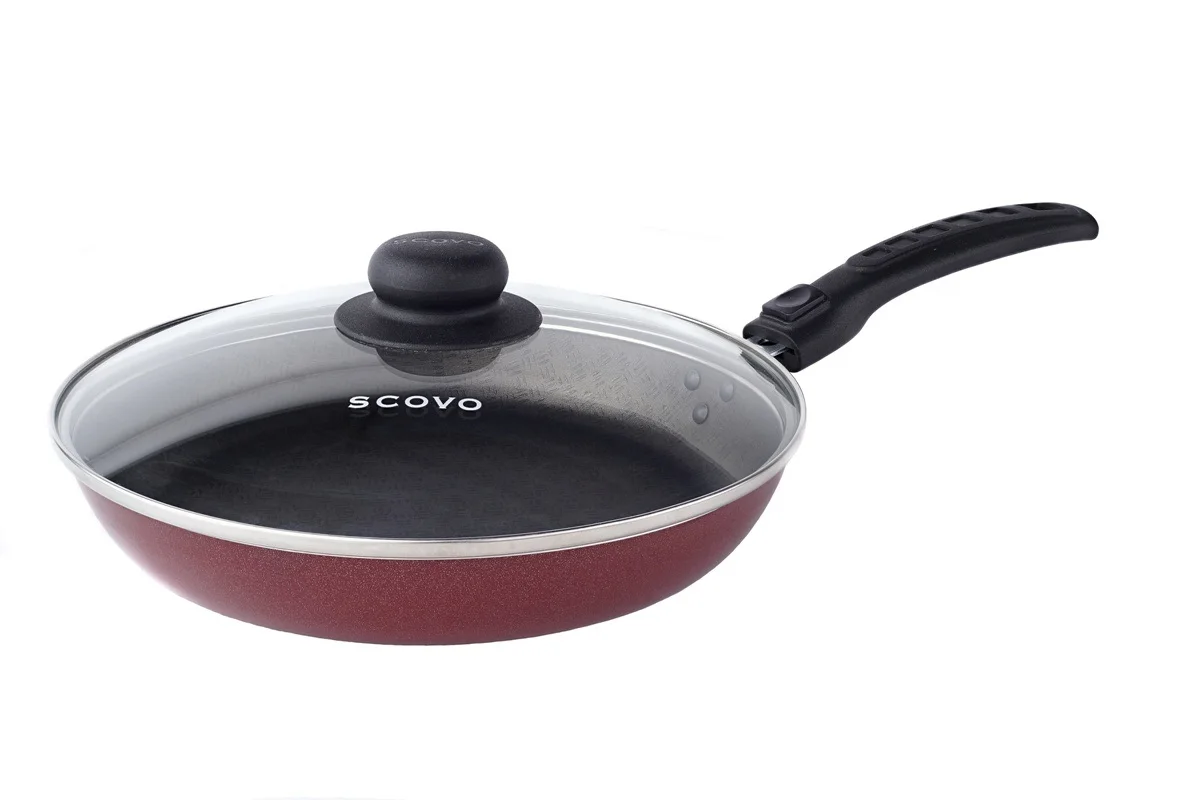 Frying Pan 26 cm with lid Alpha removable handle al-010 | Дом и сад