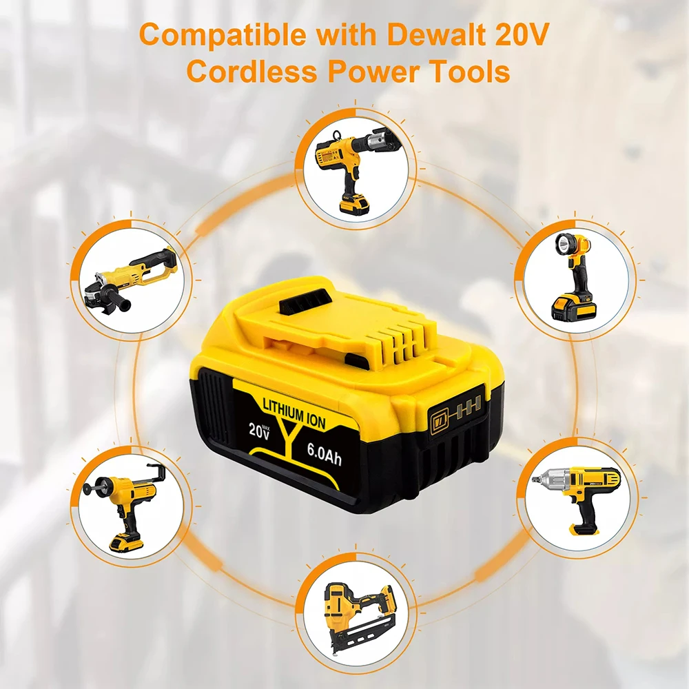For Dewalt DCB200 20V 6.0Ah/8.0Ah/12.0Ah Replacement B atter
