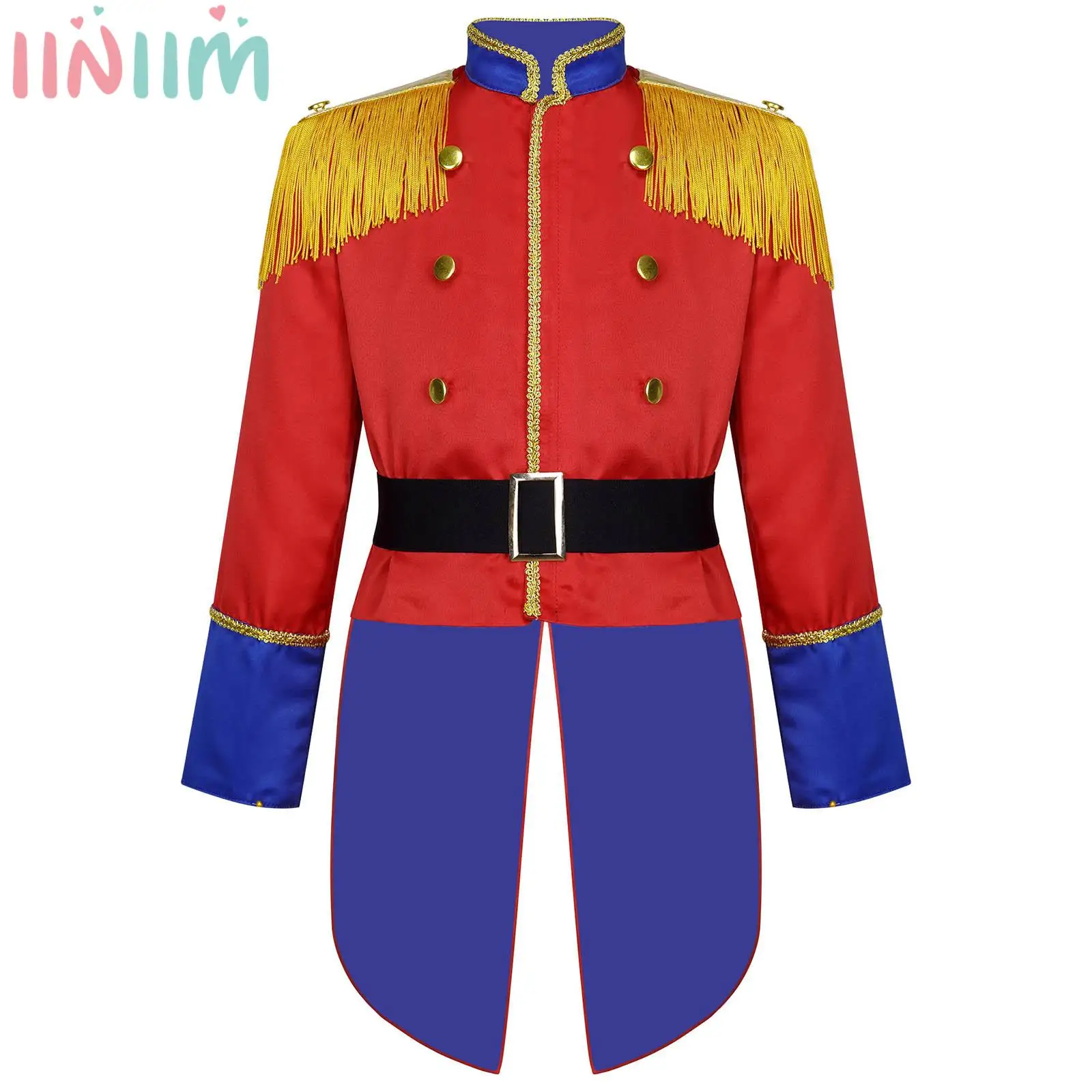 

Kids Boys Halloween Parade Band Dress Up Circus Tassel Tuxedo Jacket Coat Honor Guard Cosplay Costume Prince Tailcoat Uniform