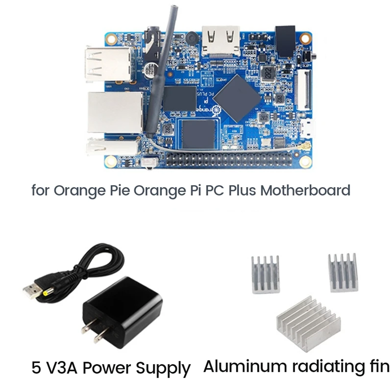 

For Orange Pi PC Plus Allwinner H3 Cortex-A7 4-Core 1GB DDR3+8 GB EMMC Development Board+Heat Sink+Power Supply(US Plug)