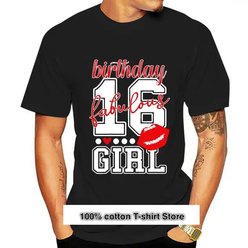 

Camiseta de 16 ° cumpleaños para mujer, ropa para niña y número 16, beso rojo