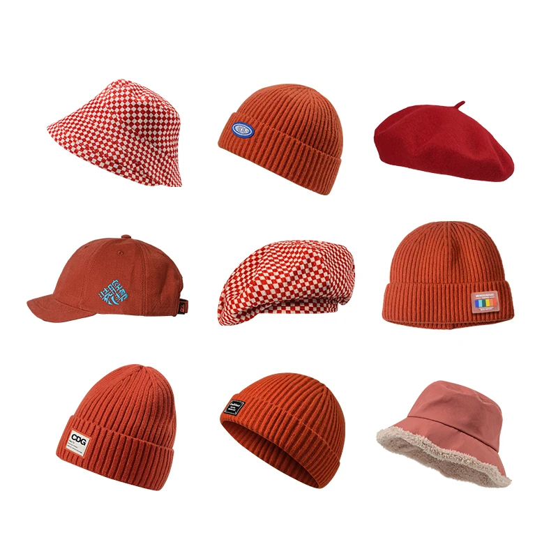 

YY Red Beret Women's Winter All-Matching Knitted Hat Baseball Cap Peaked Cap