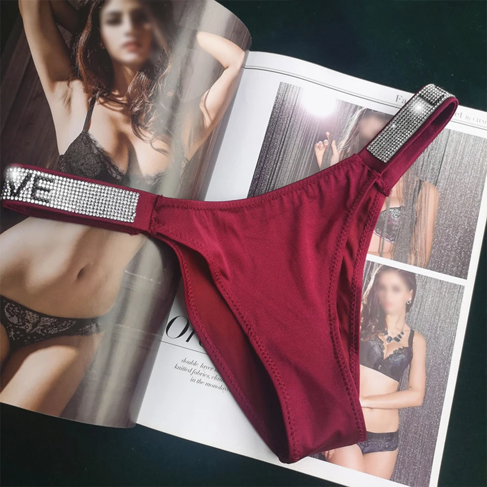 

Women's Underwear Sexy Panties High Cut Bikini G-String Thongs Comfortable T-Back Breathable Clothes With Rhinestone Lingeries