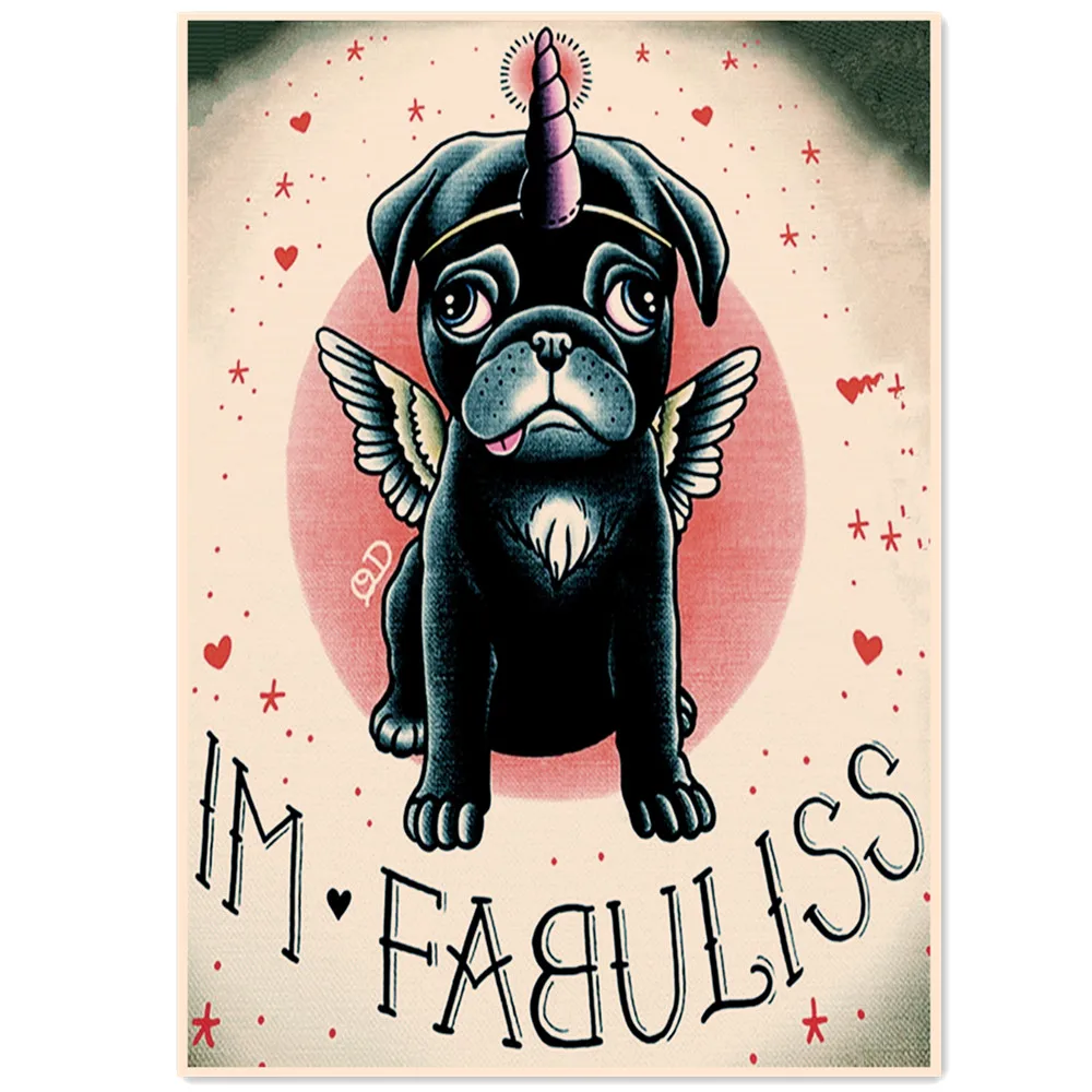 

IM FABULISS. Tattoo Wall Art Pictures Movie Posters & Prints Retro Kraft Paper Painting Bar Coffee Shop Wall Stickers Home Decor