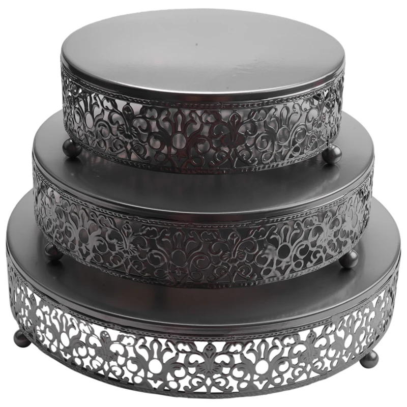 

3 Pieces Cake Stands Set Round Cupcake Stands Set Iron Wedding Brithday Party Celebration Dessert Display Plates
