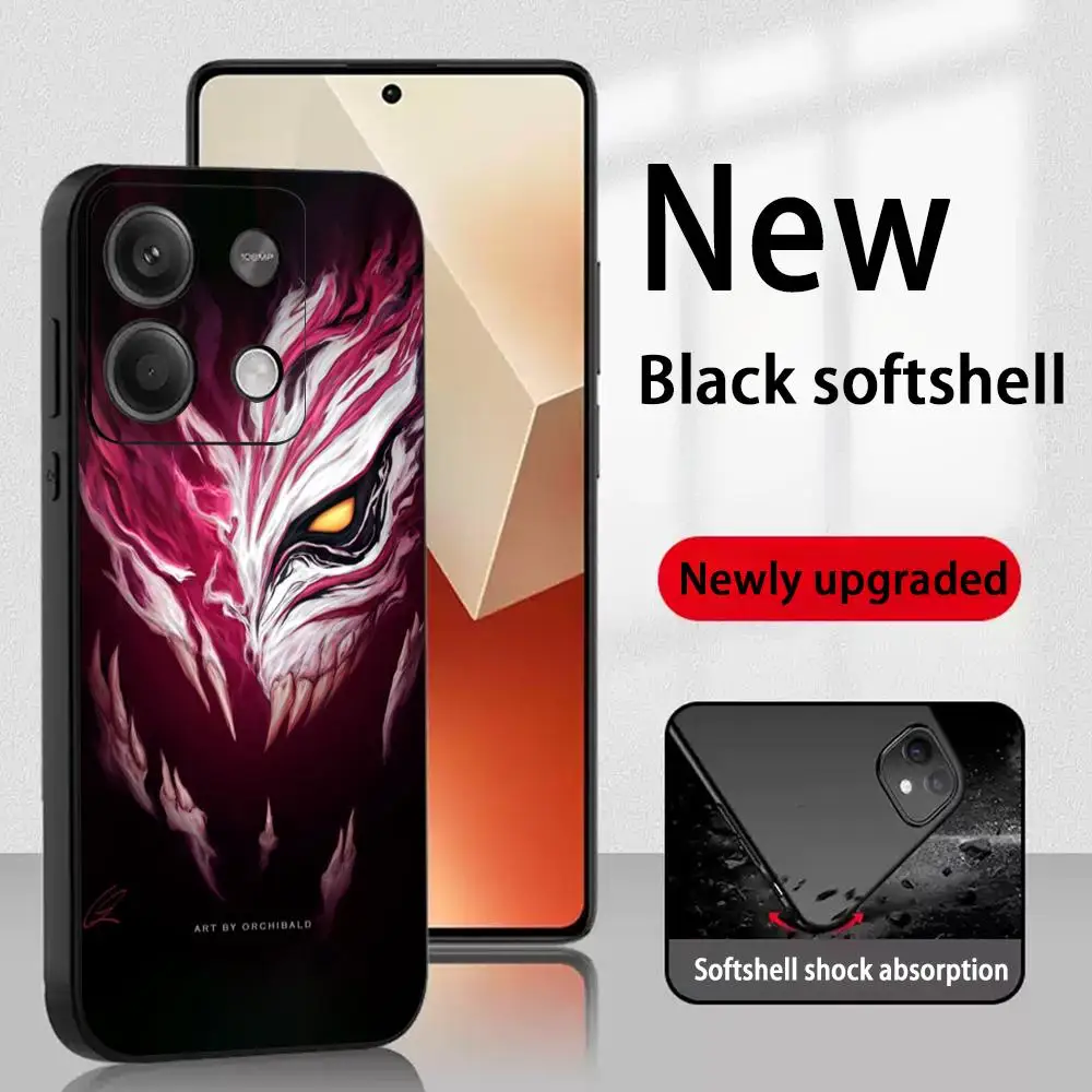 Фото Классический чехол для телефона с аниме-постером Hot Blood Bleach для Redmi Note 14 13 12 11 Pro Plus S 5G 14C A3, мягкий черный чехол для телефона №1