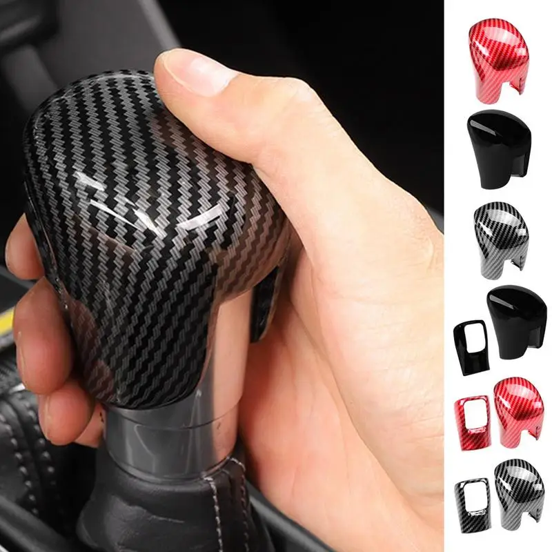

Car Gear Shift Knob Cover Auto Carbon Fiber Pattern Gear Protective Cover Automobile Gear Shift Cover In 3 Color For Car Styling