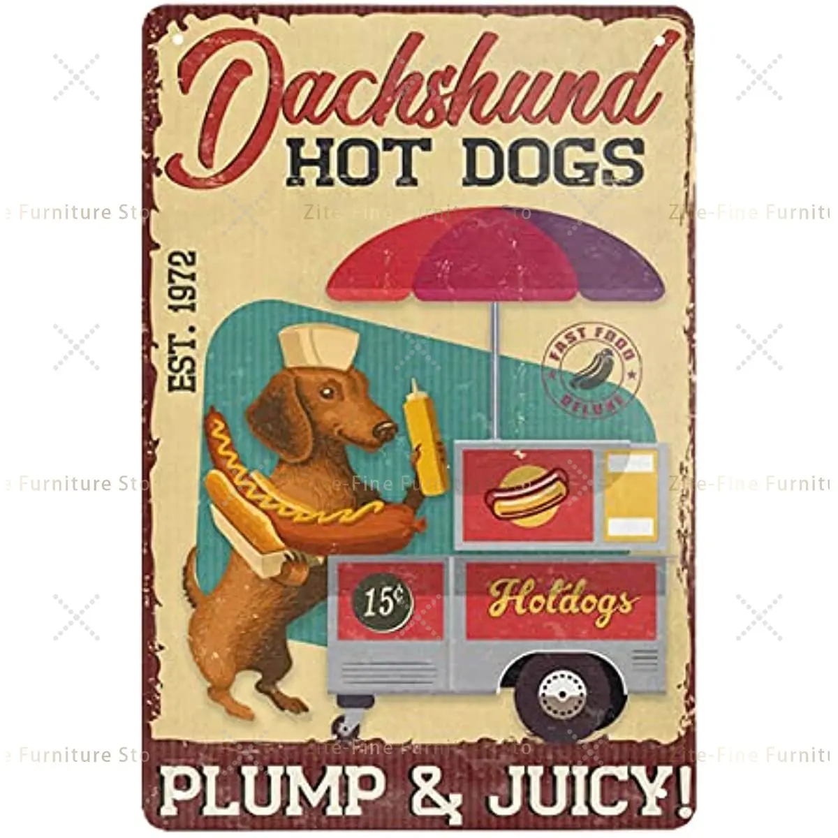 

ZITE Dachshund Dog Hot Dog Company Metal Signs Outdoor Retro Metal Tin Sign Vintage Sign for Home Coffee Wall Decor 8x12 Inch