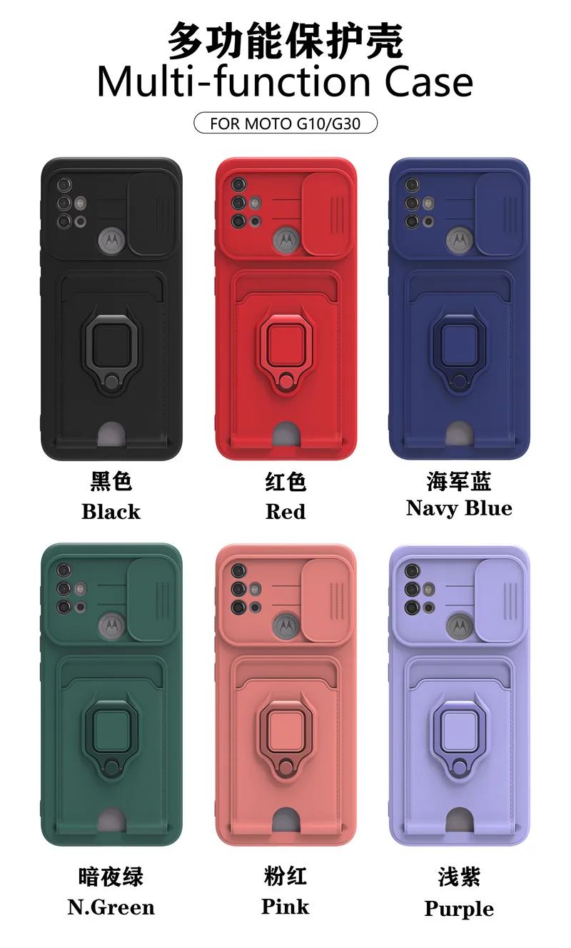 for motorola moto g10 g20 g30 g50 5g g60 g60s lens camera protection phone case for moto g31 g41 card slot ring holder cover free global shipping