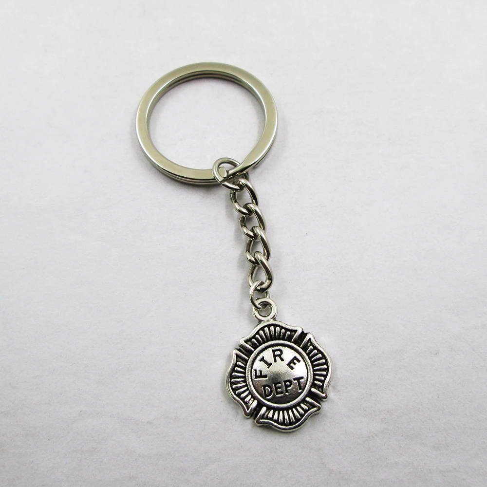 

3 шт./лот античная серебряная эмблема пожарной части 19 мм x 16 мм Брелок с подвеской с лучшей оборкой, подарок на день рождения, брелок с подвес...