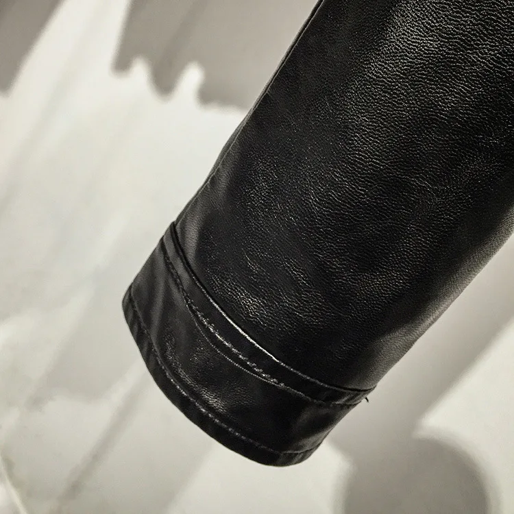 Spring and autumn stand collar casual ultra-short leather clothes women slim fashion high waist motorcycle jacket small coat