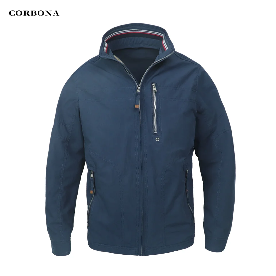 

CORBONA 2022 New Men Oversized Windbreaker Jacket Autumn Coat Outdoor Longsleeve Spring Casual Lightweight Navy Blue Warm Parka