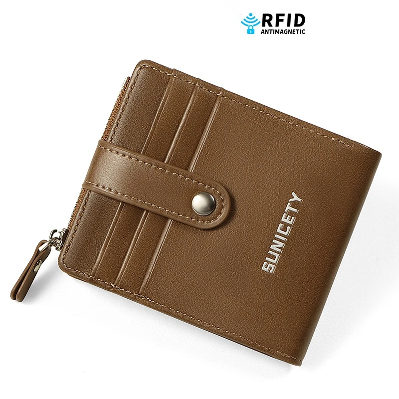 

Men's Wallet Multi card position Anti theft swiping PU leather Card Bags business affairs Two fold Short Buckle Wallet New