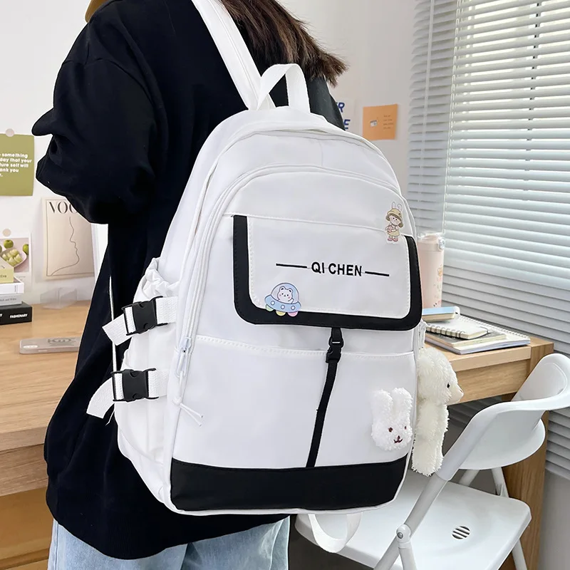

Schoolbag College Style Color Contrast Student Backpack Travel Large Capacity Schoolbag Women's Backpack Book Bag For Teenager
