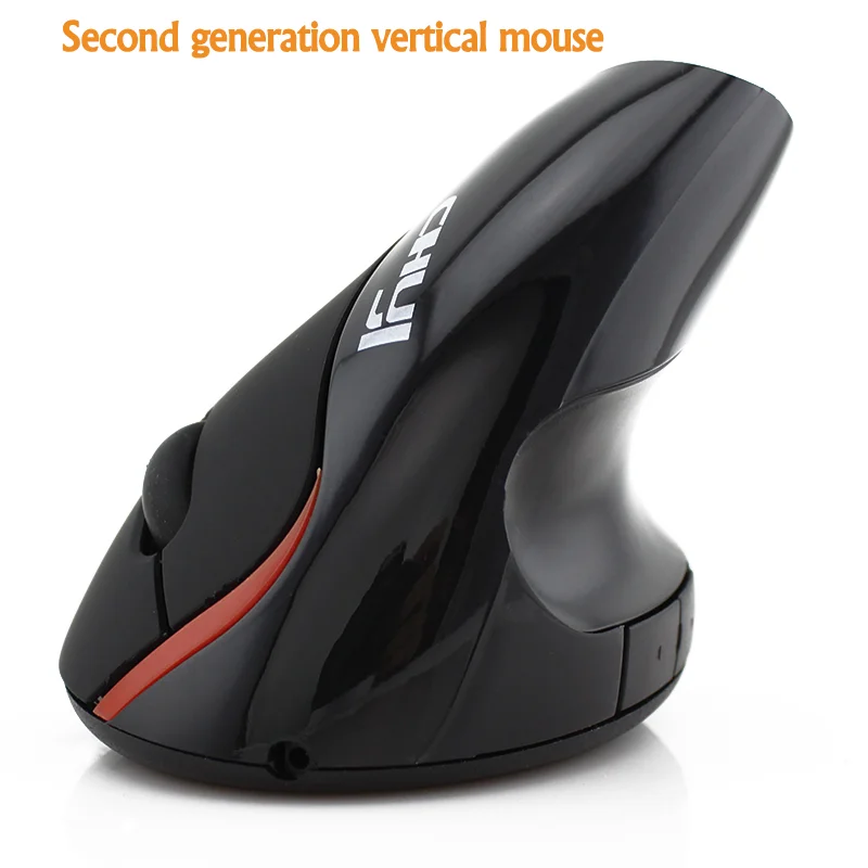 

Ergonomic Wireless Vertical Mouse High Performance 2.4GH Control USB Long Lasting Duration Mause Black Optical Piano Mirror Mate