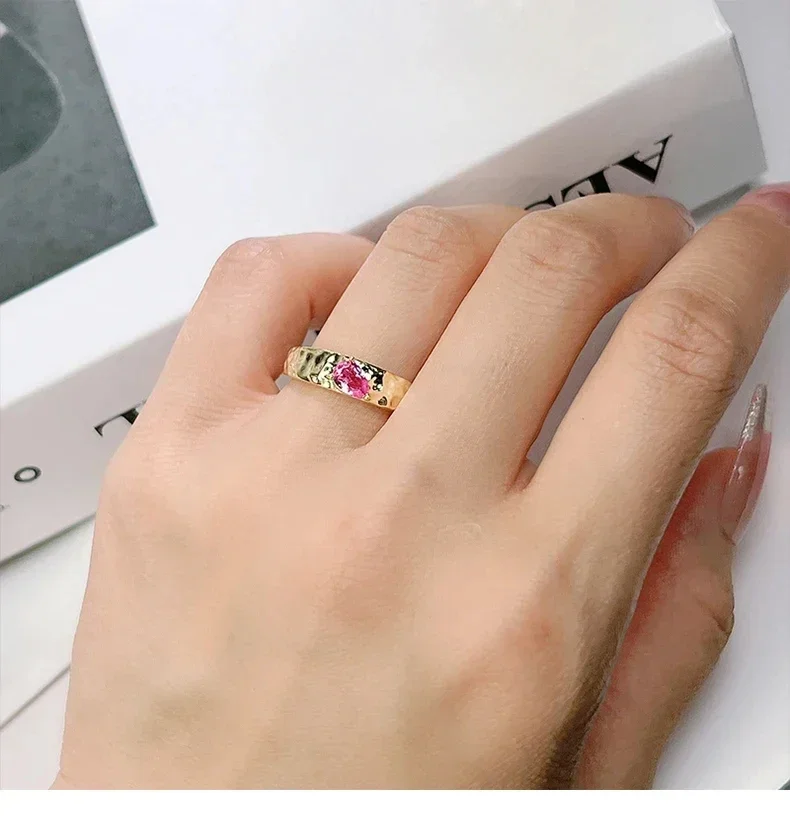 Новое Розовое искусственное сапфировое кольцо с текстурой в форме капли из