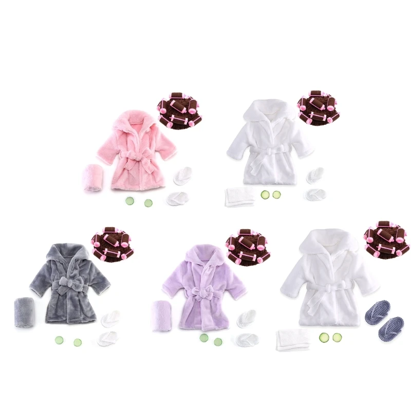 

Baby Photo Bath Robe Headwrap Plush Bathrobe Towel Infant Costume Photostudio Posing Suit Newborns Shower Gift GXMB