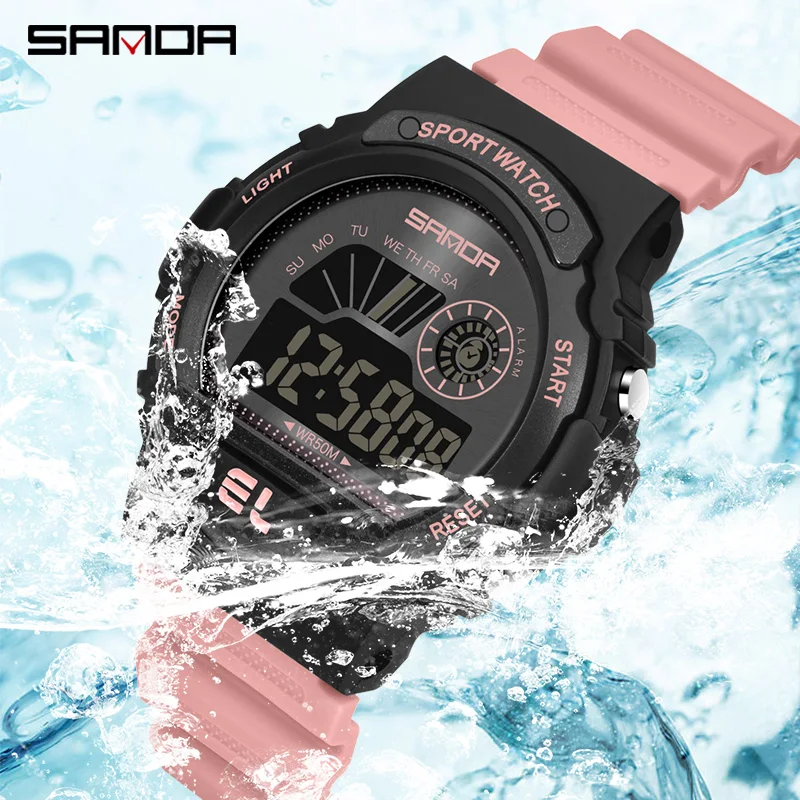 SANDA Luxury Brand Casual Fashion Women Electronic Watch Outdoor Sports Multifunctional Watches Alarm Clock Timer Waterproof enlarge