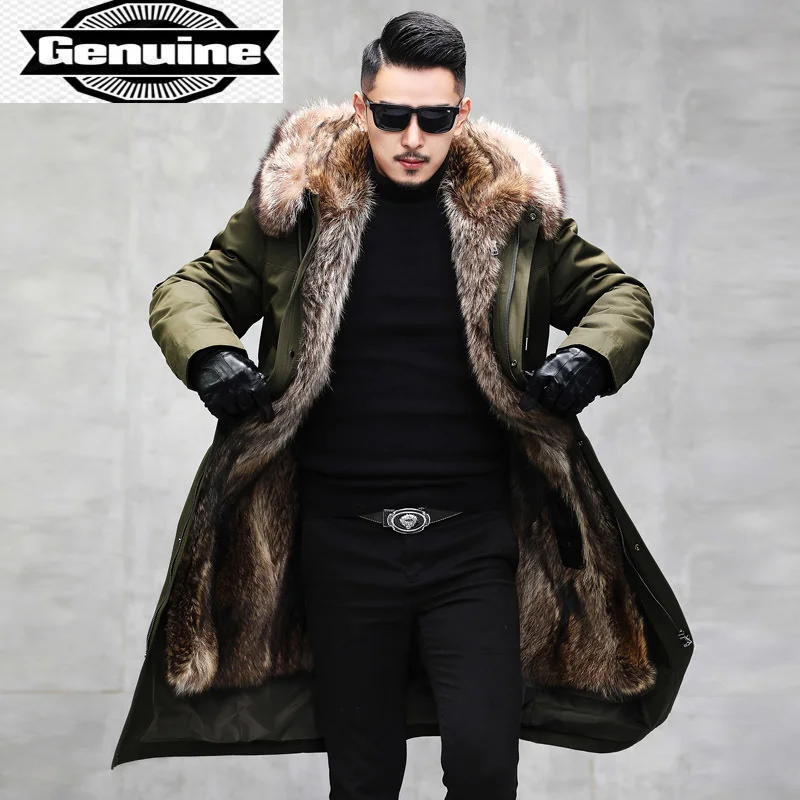 

Winter Clothing 2023 Jacket Men's Men Long Parka Real Raccoon Fur Coat 100% Rabbit Fur Sleeves 9XL Coats Chaqueta LXR903
