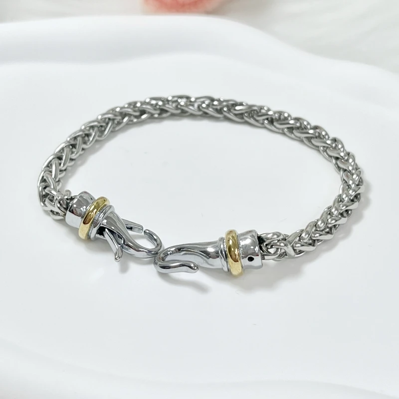 

David Yuman Hook Twisted Wire Buckle Bracelet in Sterling Silver with 14K Yellow Plated
