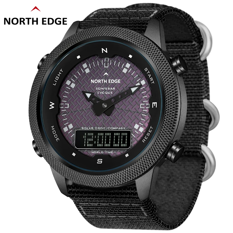 Мужские водонепроницаемые электронные часы NORTH EDGE с секундомером и компасом