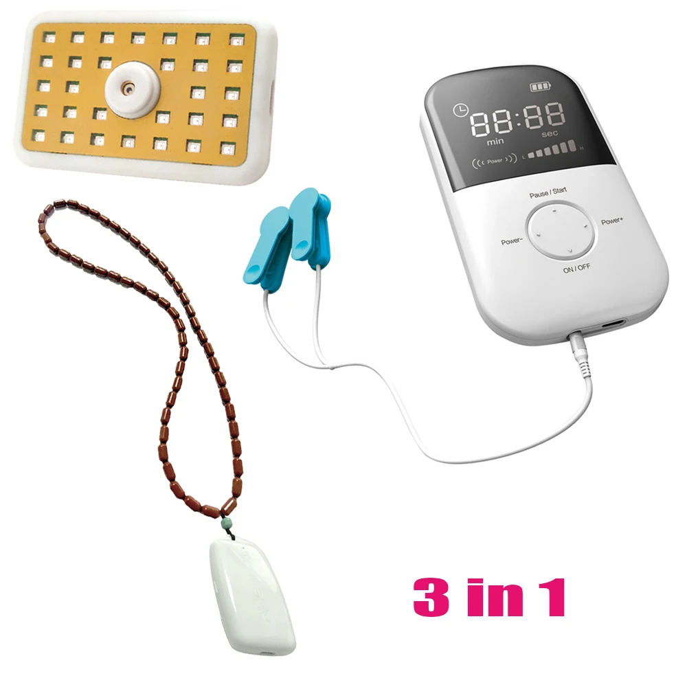 

LASTEK 3 in 1 Health Tools Insomnia CES Therapy Device + Vitality Treasure Mini Laser Pain Relief Pad + Heart Protector Necklace