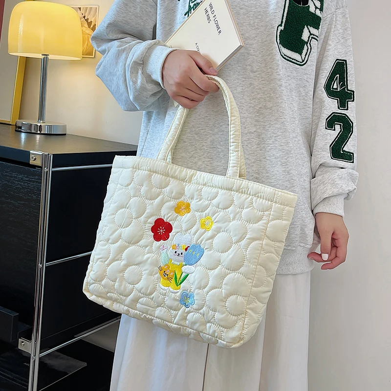

Women Quilted Tote Bag Cute Puffer Hobo Bag Bubble Tote Purse Cloud Shoulder Bag