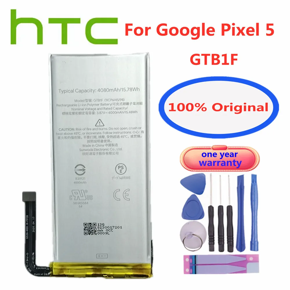 Оригинальная батарея для телефона GTB1F 4080 мАч для HTC Google Pixel 5 Pixel5 GD1YQ GTT9Q, Высококачественная аккумуляторная батарея