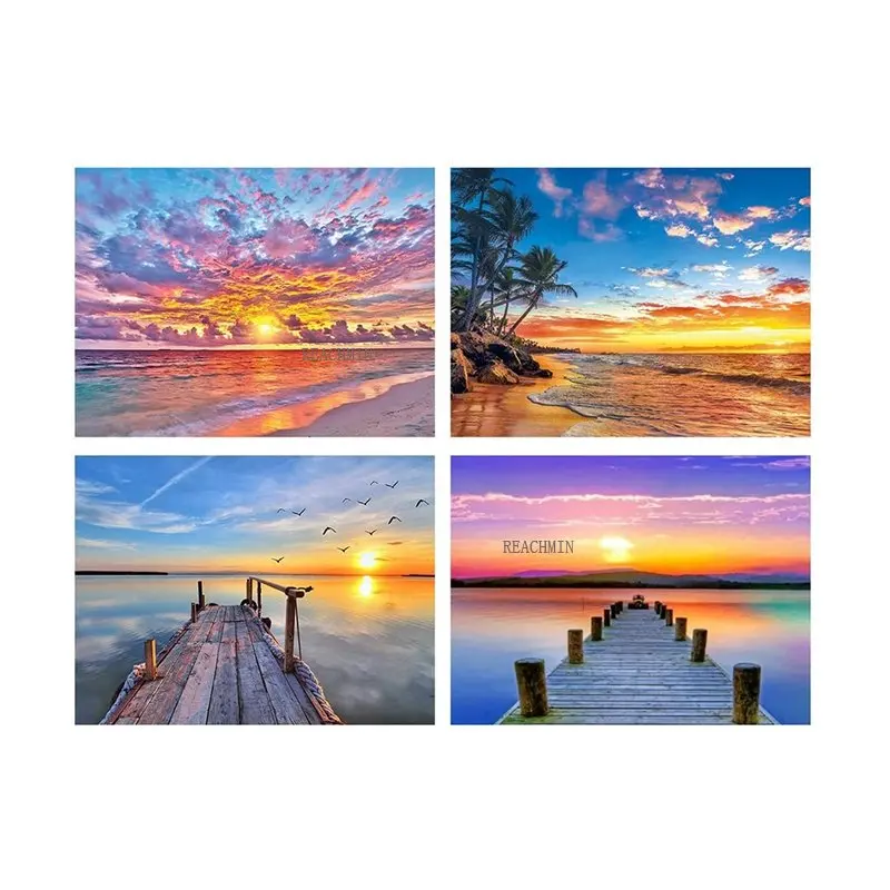 

DIY Diamond Painting Kits For Adults,Round Full Drill Crystal Embroidery Paintings Arts Craft For Home Sunset