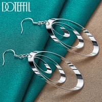 doteffil 925 sterling silver three round circle drop earrings charm women jewelry fashion wedding engagement party gift