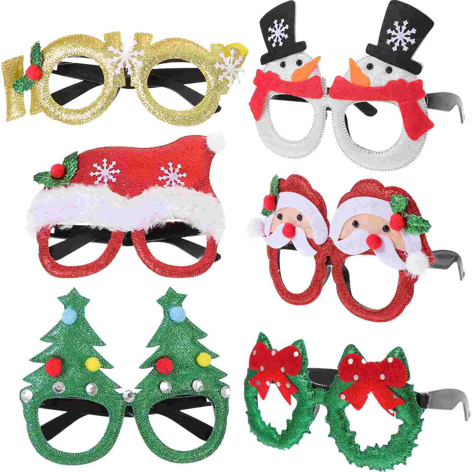 

6 Pcs Christmas Glasses Frames The Gift Party Supplies Eyeglasses Props Plastic Child Tree Decorations