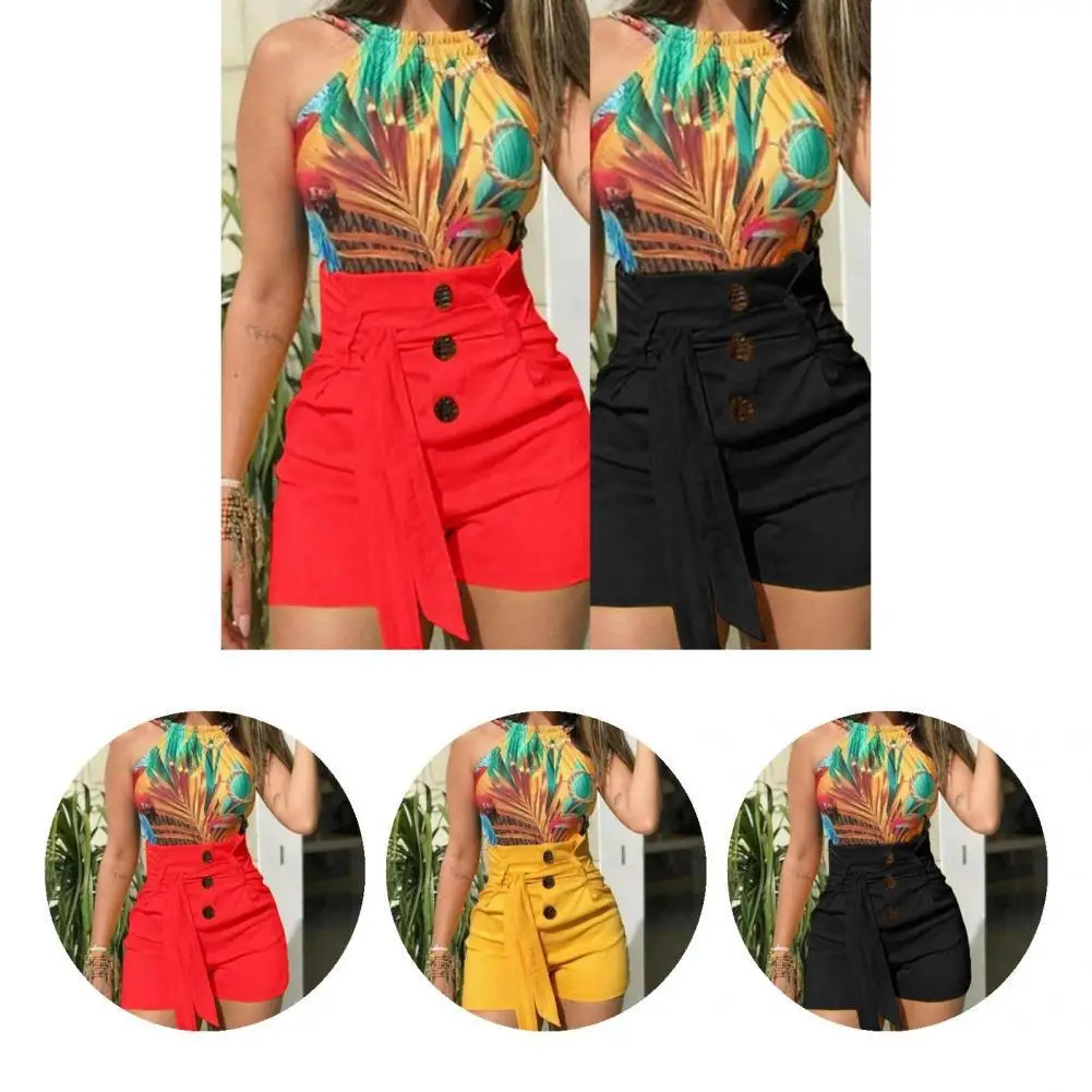 

Street Wear Casual Casual Soft Women Shorts Female Ladies Shorts Button Decoration for Going Out