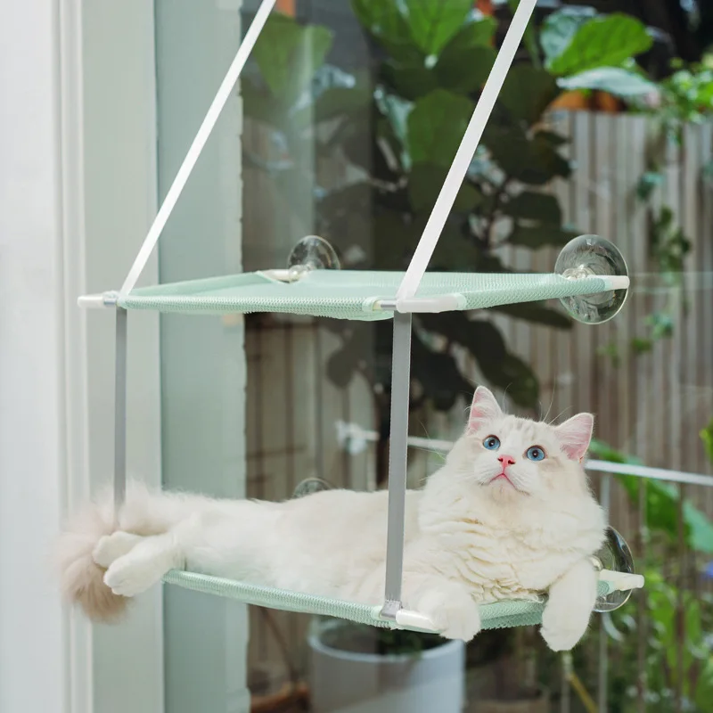 

Hanging cat hammock glass window suction cat bed breathable litter pad pets that can carry about 10kg cat house outdoor