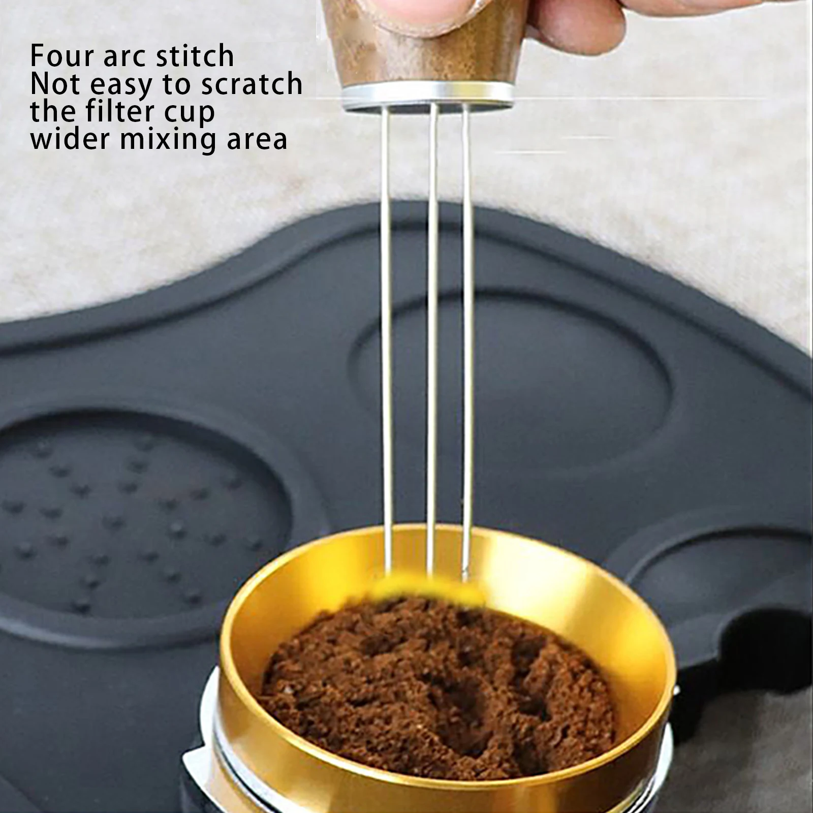 

Мешалка для кофе, инструмент для перемешивания кофе для распределения эспрессо, ручной Темпер для кофейного порошка, ручка и подставка из н...